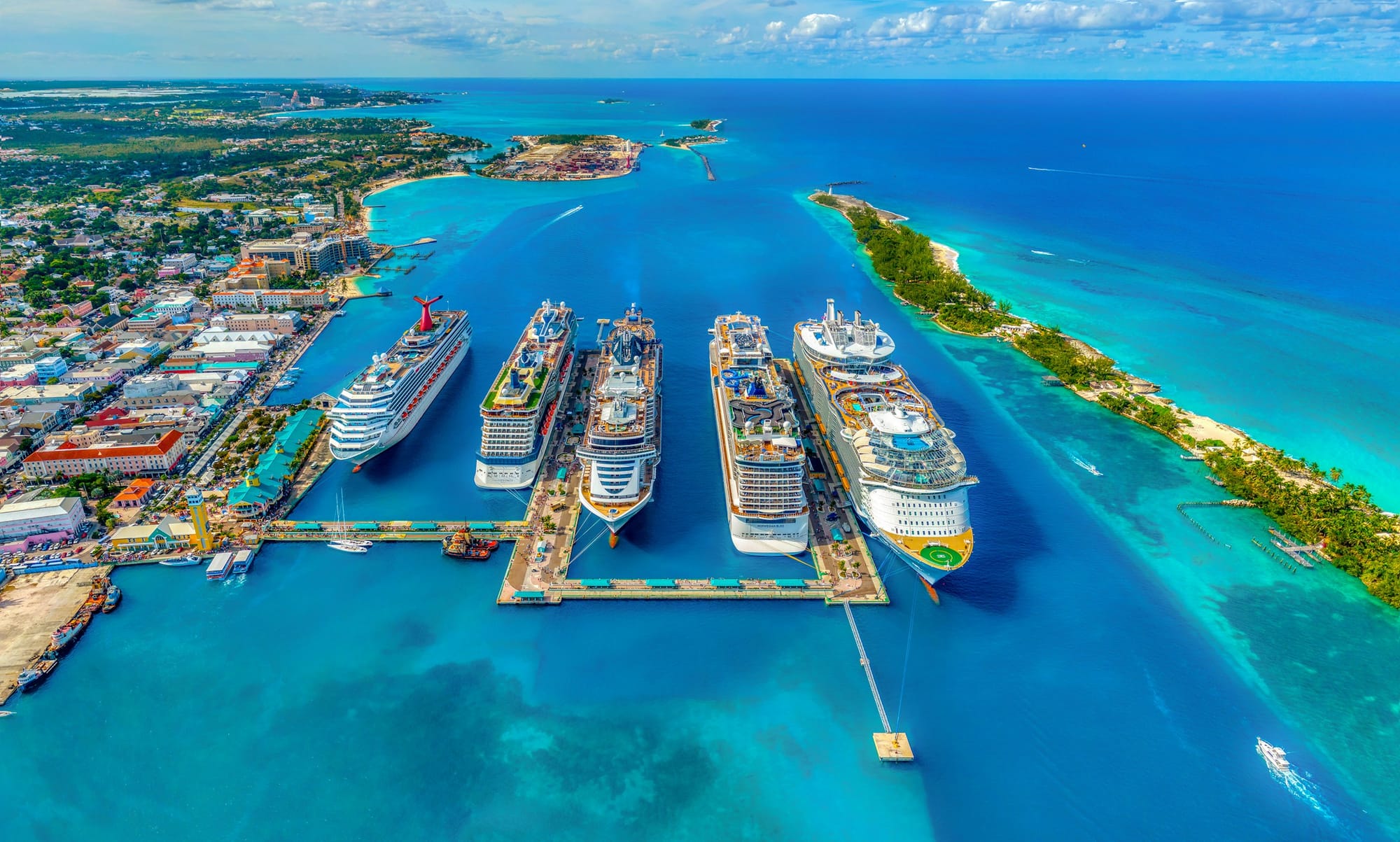Large ships are a regular sight in the Bahamas