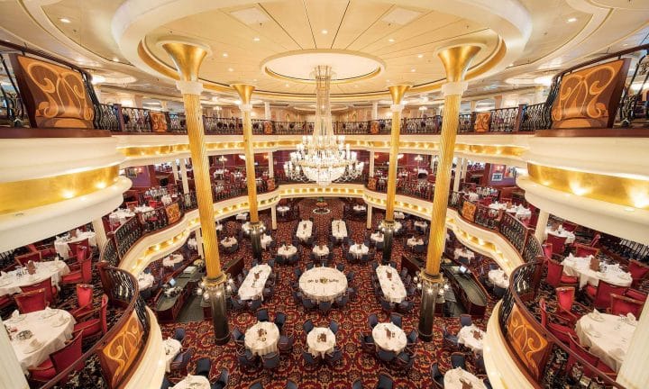 The main dining restaurant on Mariner of the Seas has menus for all