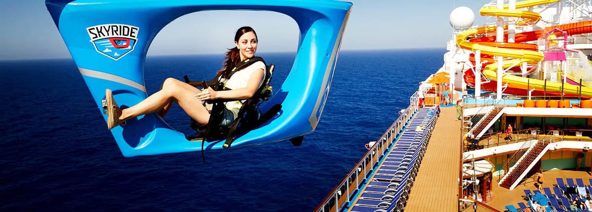 Pedal above the ship on Carnival's SkyRide