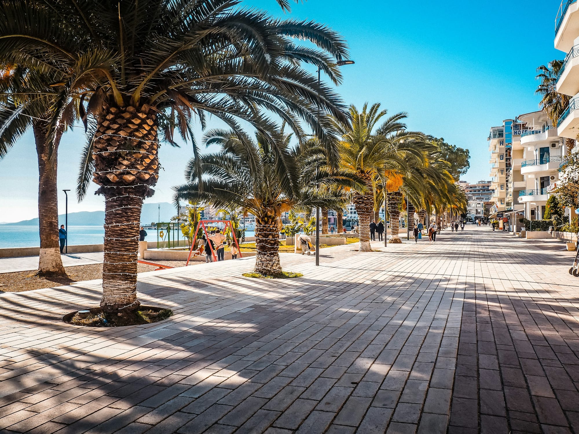 Stroll along Sarande's promenade for glorious Mediterranean views