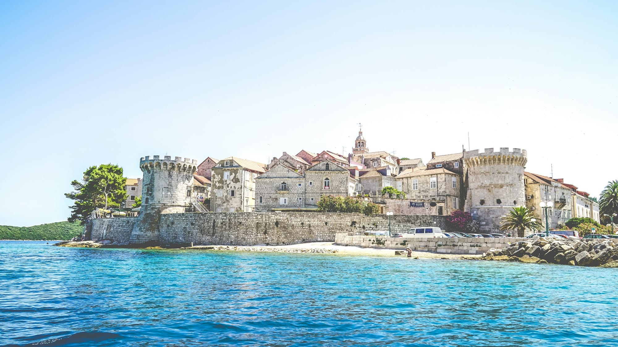 Korcula's small, sandy coves are the perfect spot for a dip in the Mediterranean