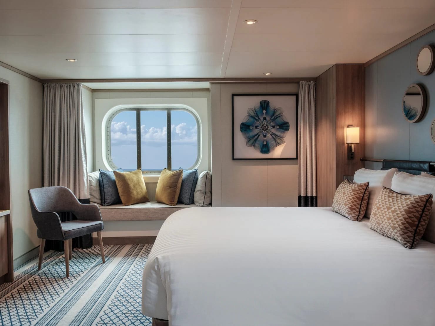 P&O's ocean view cabins have large windows and modern touches