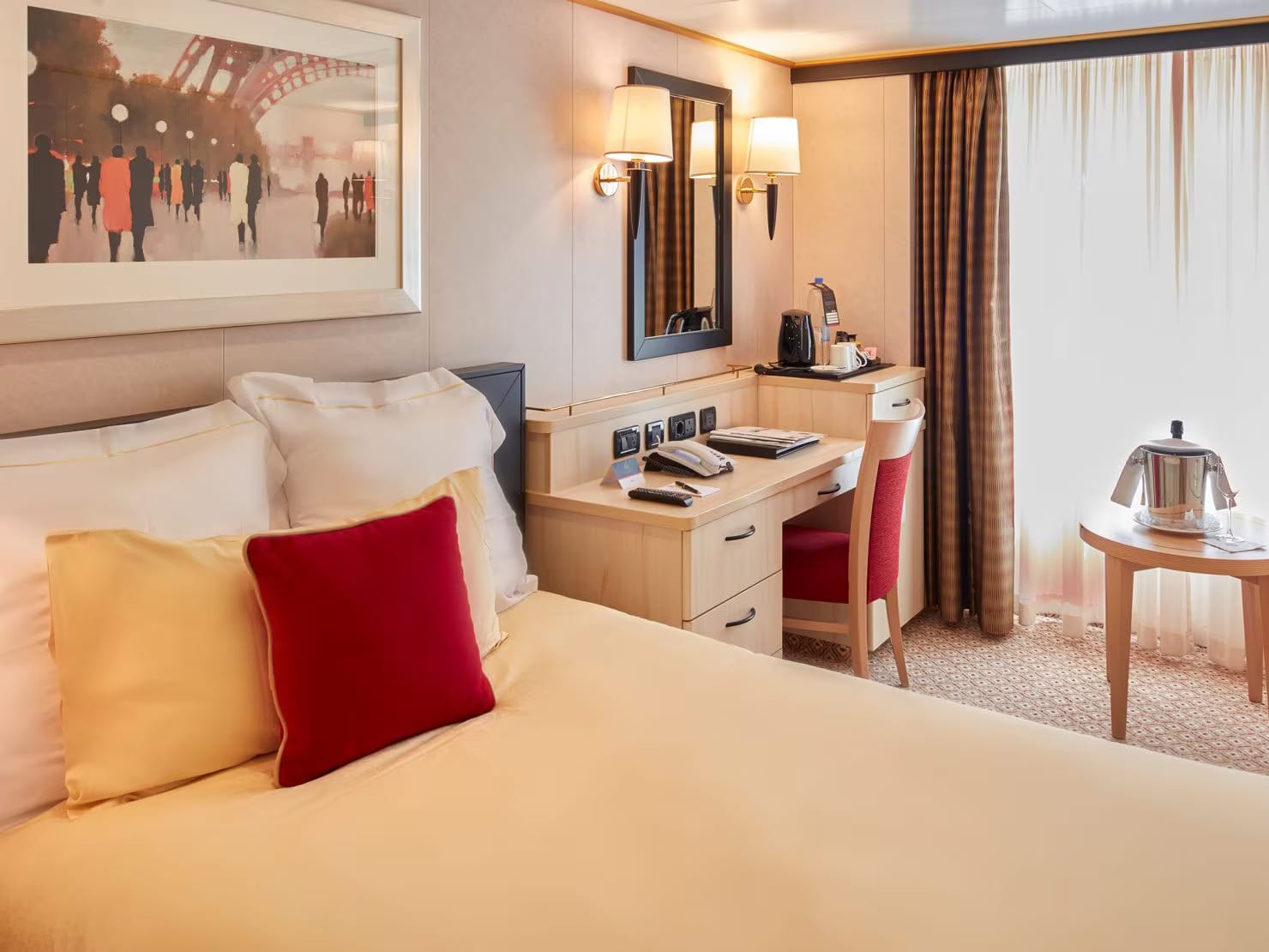 Cunard's single staterooms are classically elegant